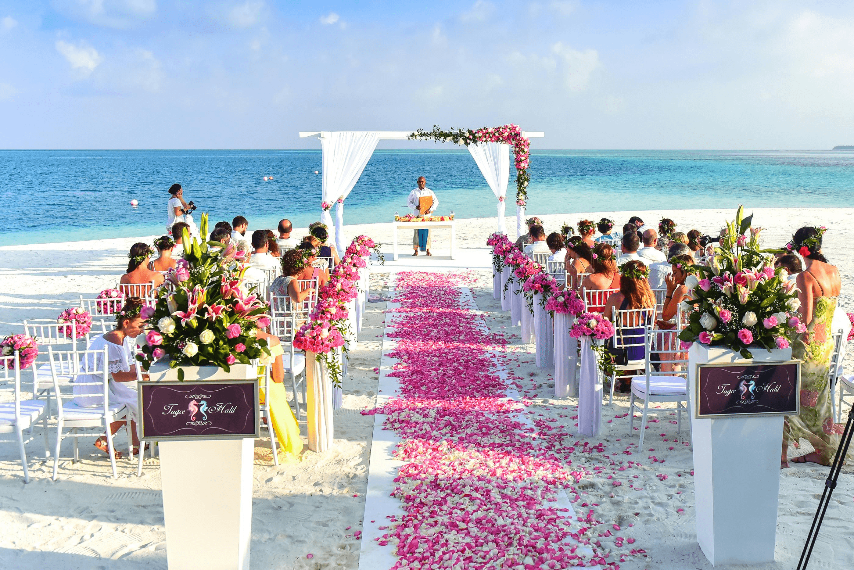 Beautiful wedding ceremony setup with flowers and decorations